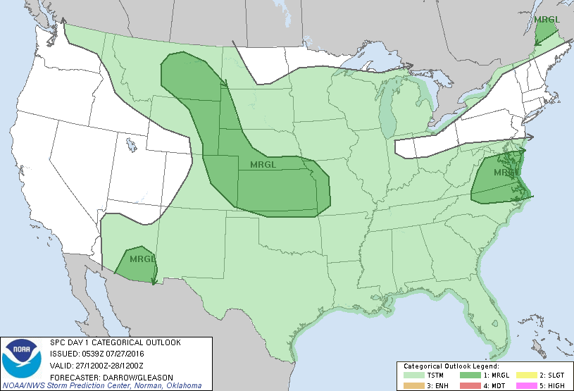 Storm Prediction Center Jul 27, 2016 Early Morning UTC Day 1 Convective Outlook