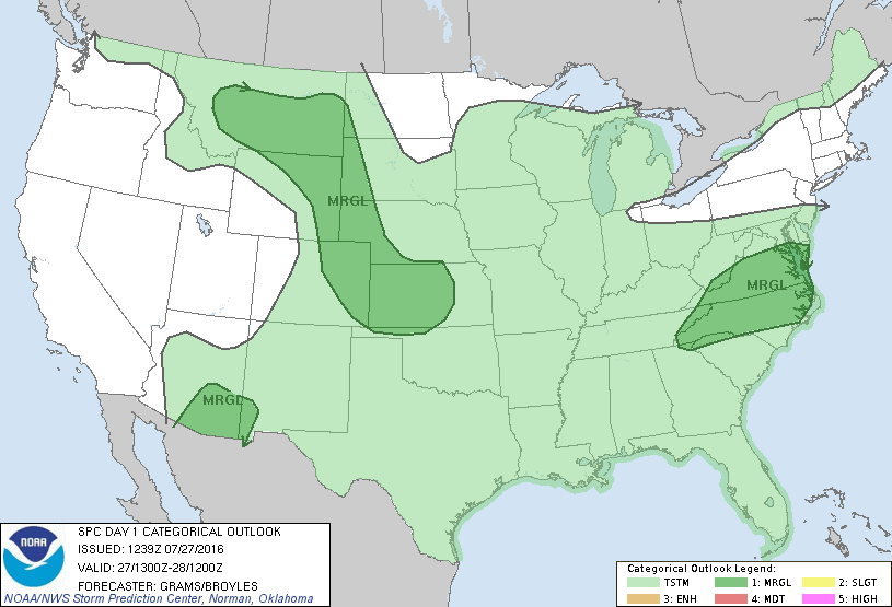 Storm Prediction Center Jul 27, 2016 Morning Outlook