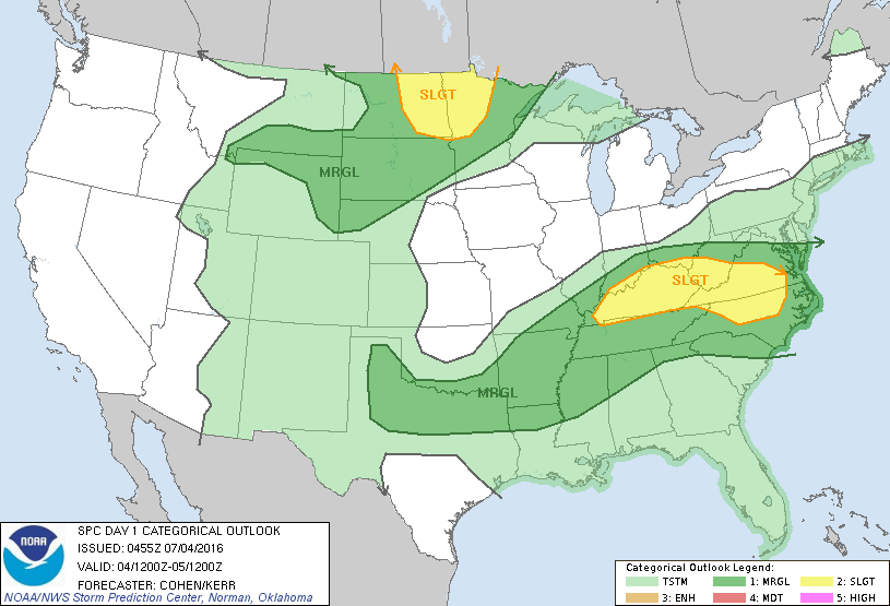 Storm Prediction Center Jul 4, 2016 Early Morning UTC Day 1 Convective Outlook