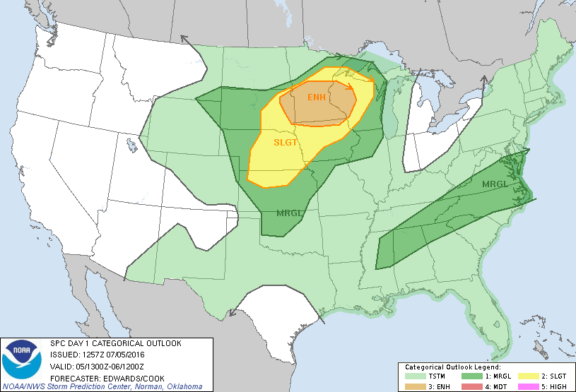 Storm Prediction Center Jul 5, 2016 Morning Outlook