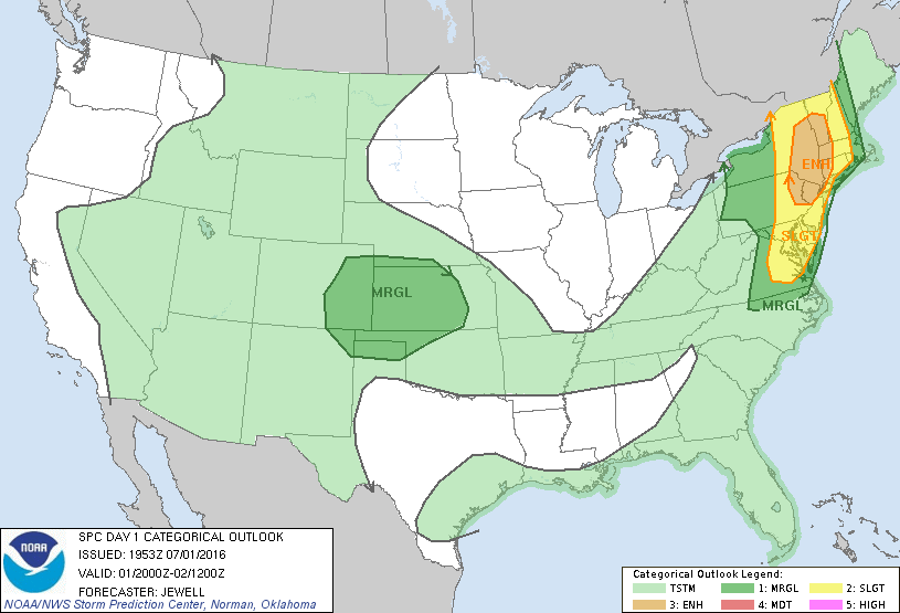 Storm Prediction Center Jul 1, 2016 Afternoon Outlook