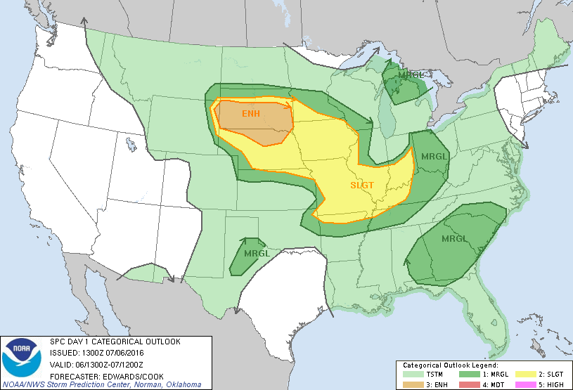 Storm Prediction Center Jul 6, 2016 Morning Outlook