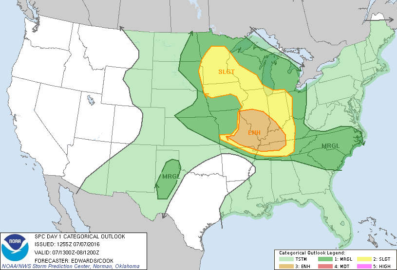 Storm Prediction Center Jul 7, 2016 Morning Outlook