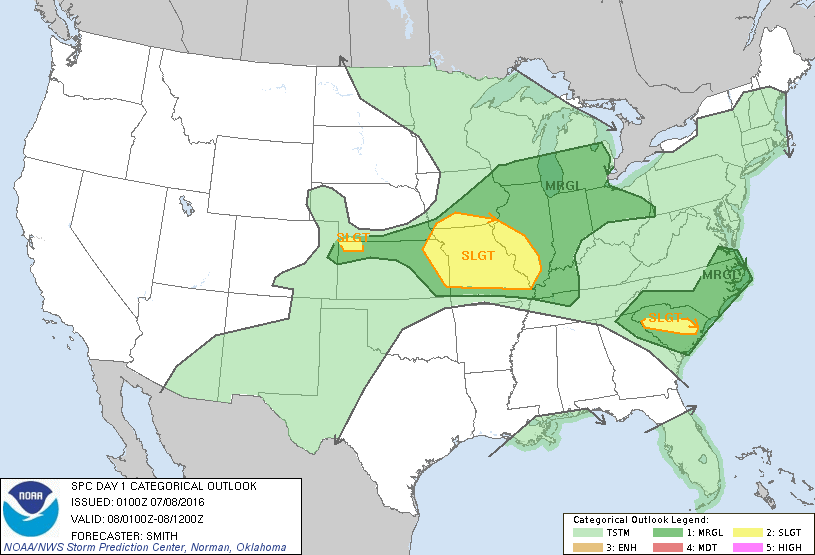 Storm Prediction Center Jul 8, 2016 UTC Evening Outlook