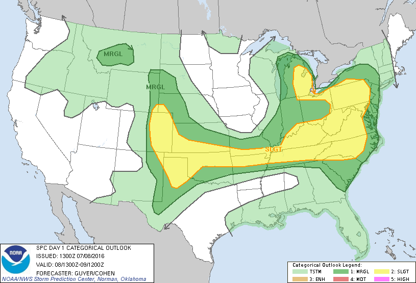 Storm Prediction Center Jul 8, 2016 Morning Outlook