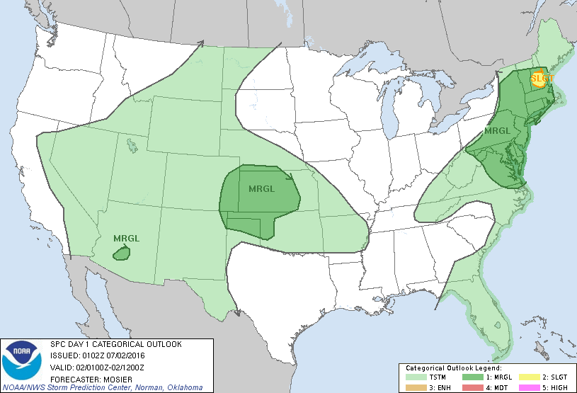 Storm Prediction Center Jul 2, 2016 UTC Evening Outlook