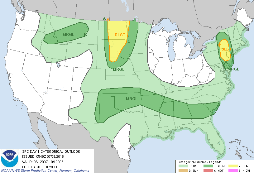 Storm Prediction Center Jul 9, 2016 Early Morning UTC Day 1 Convective Outlook