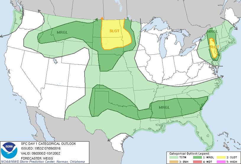 Storm Prediction Center Jul 9, 2016 Afternoon Outlook