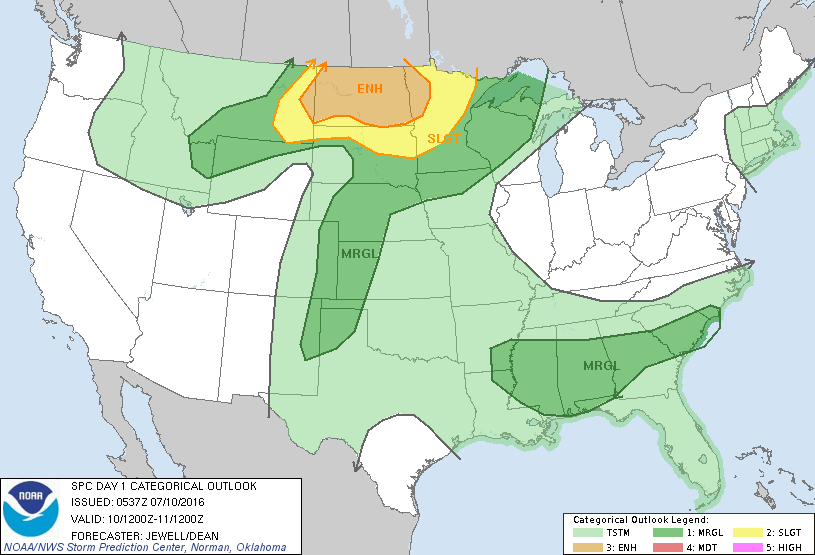 Storm Prediction Center Jul 10, 2016 Early Morning UTC Day 1 Convective Outlook