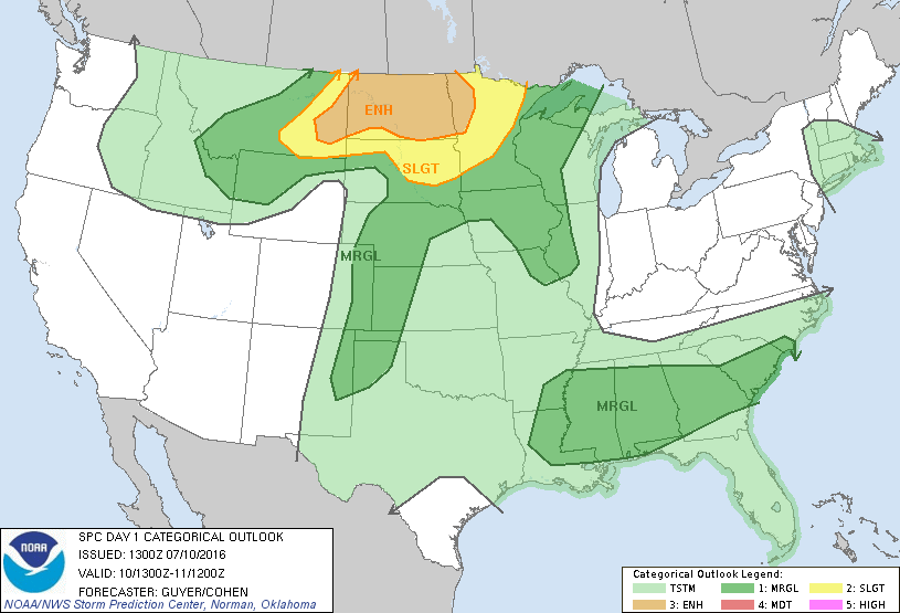 Storm Prediction Center Jul 10, 2016 Morning Outlook