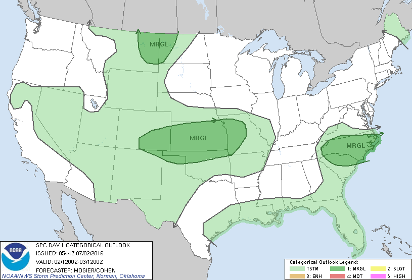 Storm Prediction Center Jul 2, 2016 Early Morning UTC Day 1 Convective Outlook