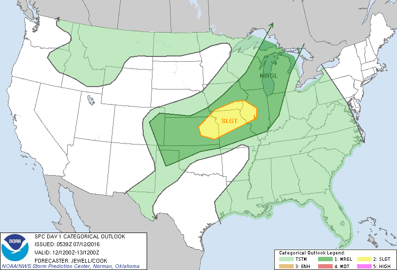 Storm Prediction Center Jul 12, 2016 Early Morning UTC Day 1 Convective Outlook