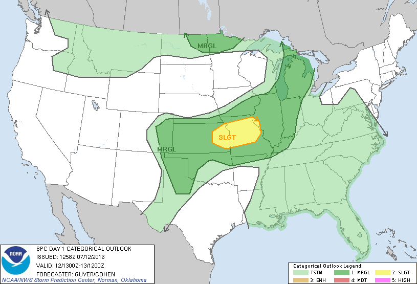 Storm Prediction Center Jul 12, 2016 Morning Outlook