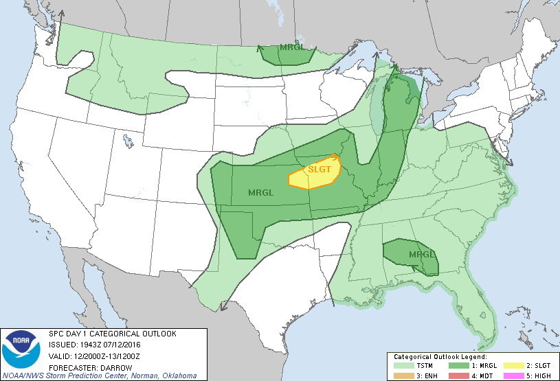 Storm Prediction Center Jul 12, 2016 Afternoon Outlook