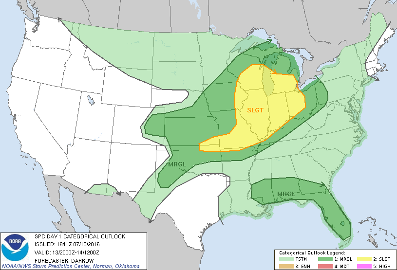 Storm Prediction Center Jul 13, 2016 Afternoon Outlook