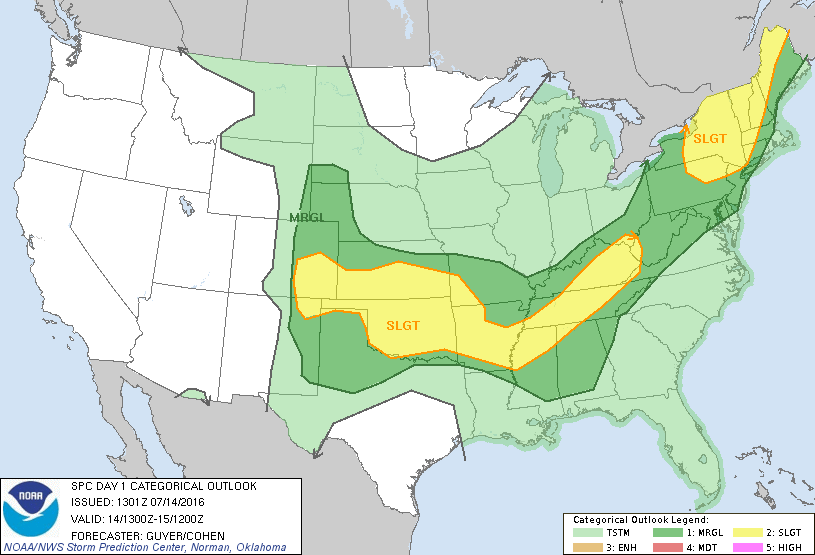 Storm Prediction Center Jul 14, 2016 Morning Outlook