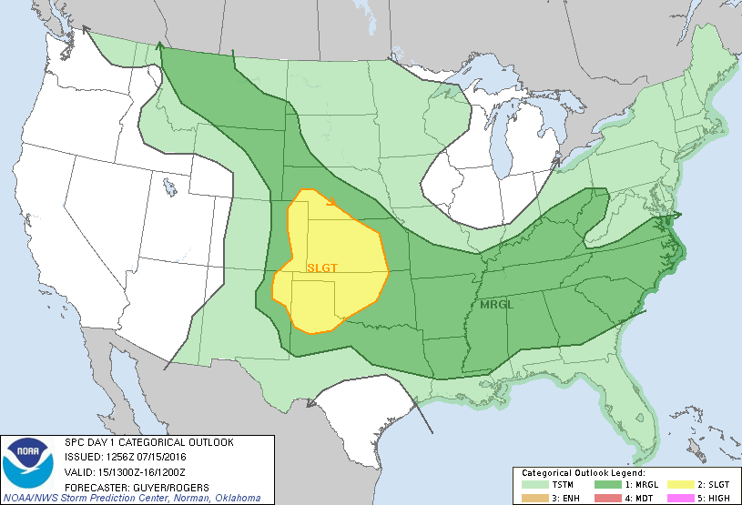 Storm Prediction Center Jul 15, 2016 Morning Outlook