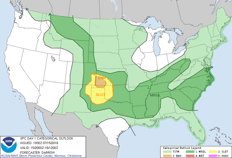 Storm Prediction Center Jul 15, 2016 Afternoon Outlook