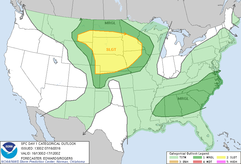 Storm Prediction Center Jul 16, 2016 Morning Outlook