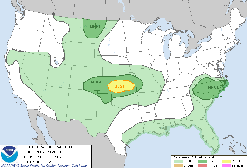 Storm Prediction Center Jul 2, 2016 Afternoon Outlook