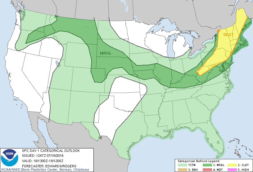 Storm Prediction Center Jul 18, 2016 Morning Outlook