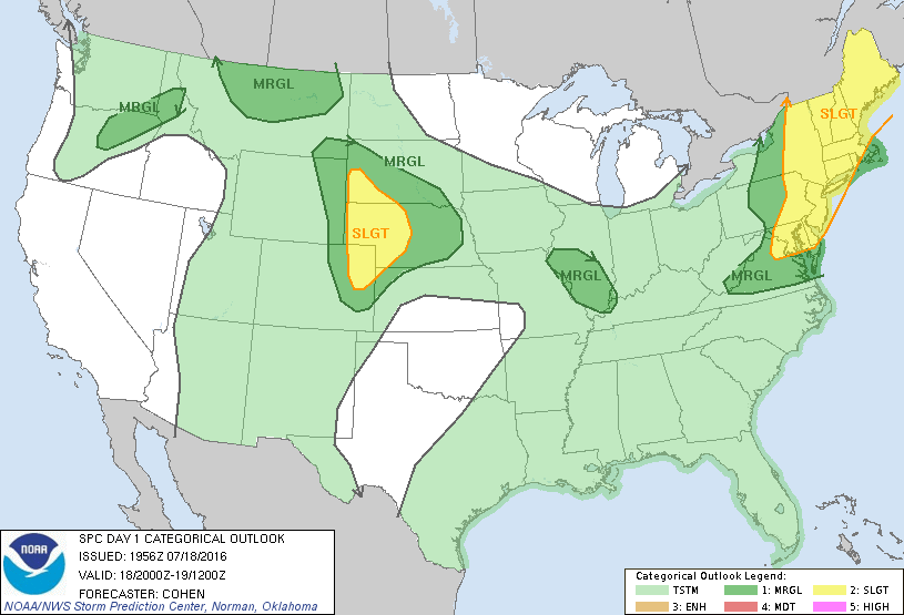 Storm Prediction Center Jul 18, 2016 Afternoon Outlook