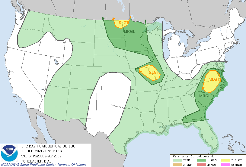 Storm Prediction Center Jul 19, 2016 Afternoon Outlook