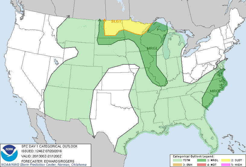 Storm Prediction Center Jul 20, 2016 Morning Outlook