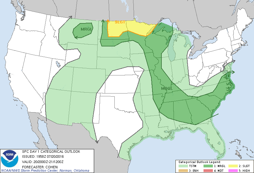 Storm Prediction Center Jul 20, 2016 Afternoon Outlook