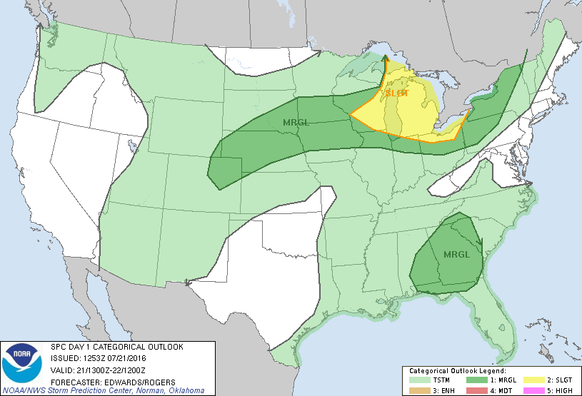 Storm Prediction Center Jul 21, 2016 Morning Outlook