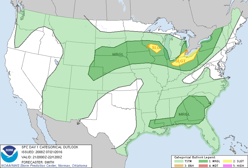 Storm Prediction Center Jul 21, 2016 Afternoon Outlook