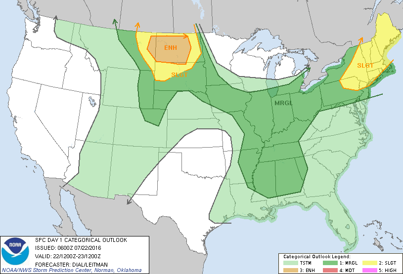 Storm Prediction Center Jul 22, 2016 Early Morning UTC Day 1 Convective Outlook