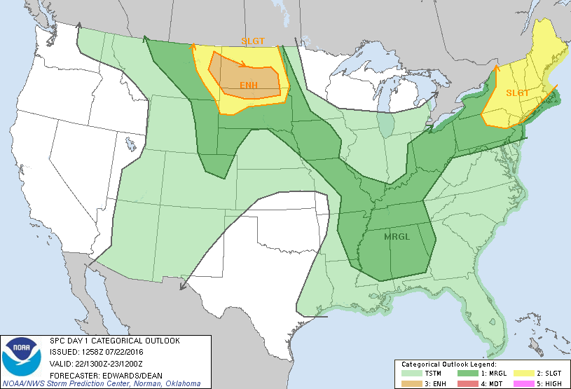 Storm Prediction Center Jul 22, 2016 Morning Outlook