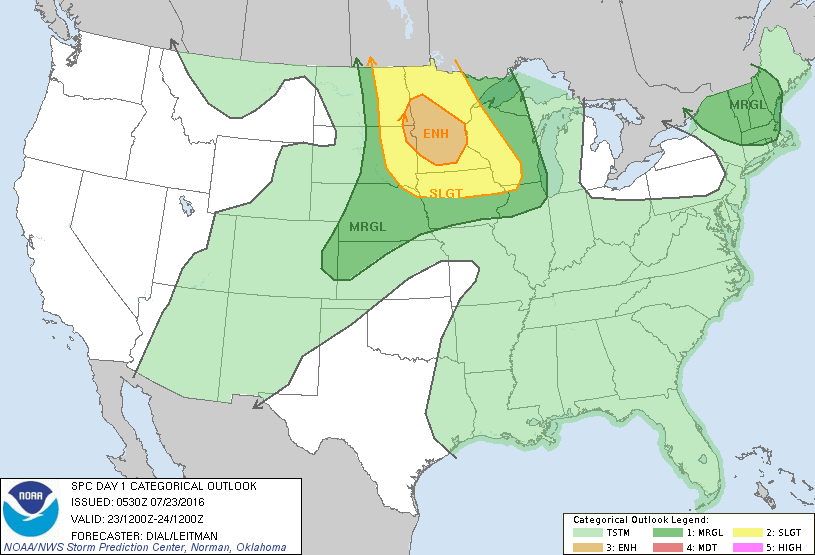 Storm Prediction Center Jul 23, 2016 Early Morning UTC Day 1 Convective Outlook