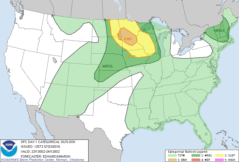 Storm Prediction Center Jul 23, 2016 Morning Outlook