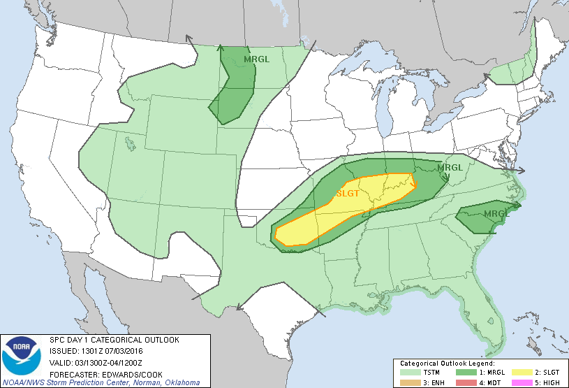 Storm Prediction Center Jul 3, 2016 Morning Outlook