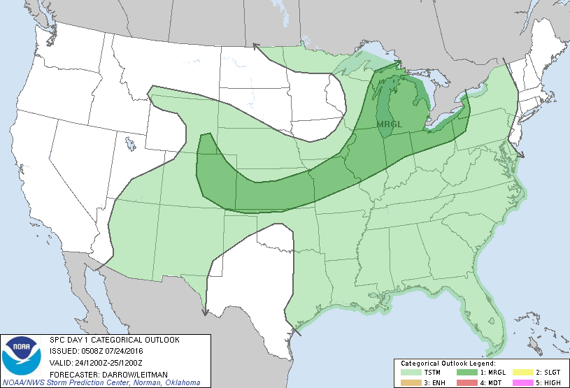 Storm Prediction Center Jul 24, 2016 Early Morning UTC Day 1 Convective Outlook