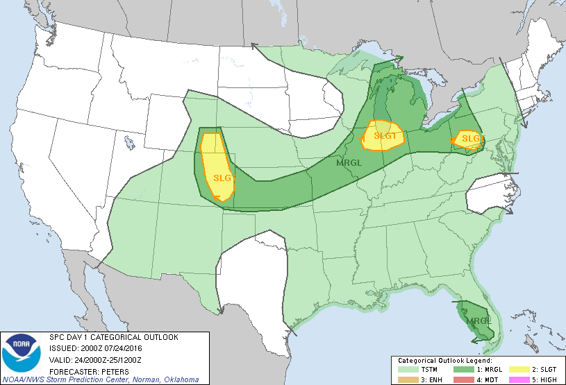 Storm Prediction Center Jul 24, 2016 Afternoon Outlook