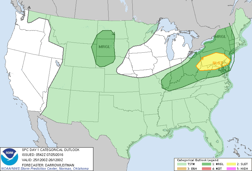 Storm Prediction Center Jul 25, 2016 Early Morning UTC Day 1 Convective Outlook