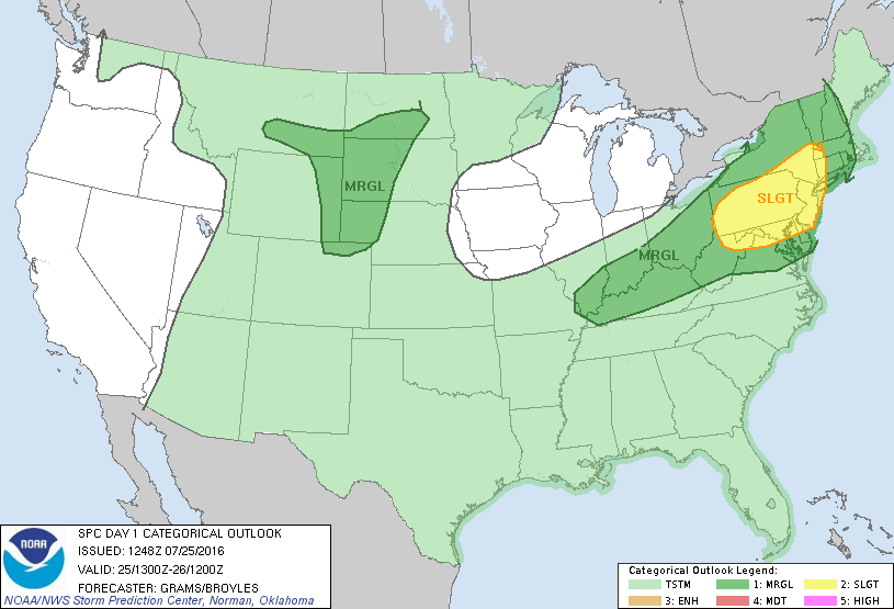 Storm Prediction Center Jul 25, 2016 Morning Outlook