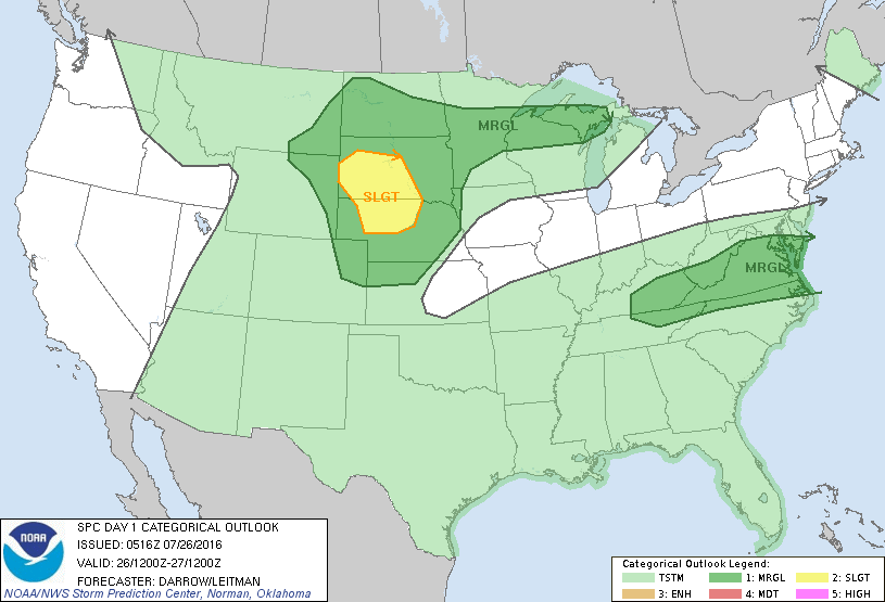 Storm Prediction Center Jul 26, 2016 Early Morning UTC Day 1 Convective Outlook