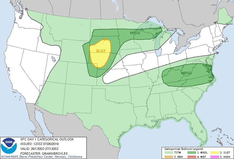 Storm Prediction Center Jul 26, 2016 Morning Outlook