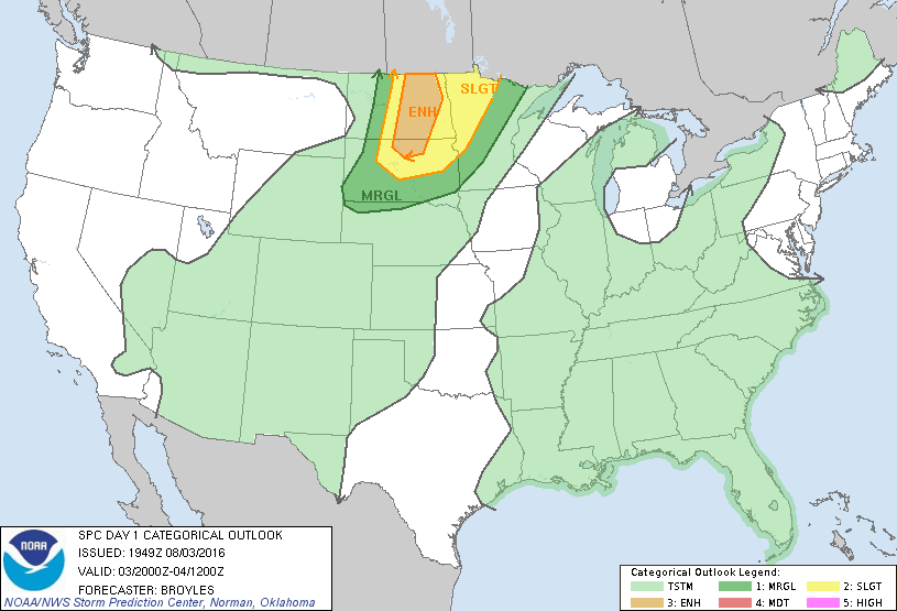 Storm Prediction Center Aug 3, 2016 Afternoon Outlook