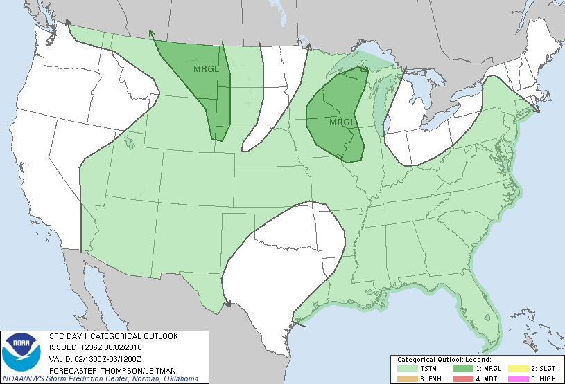 Storm Prediction Center Aug 2, 2016 Morning Outlook