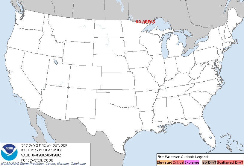 Storm Prediction Center Tomorrow's Fire Weather Outlook