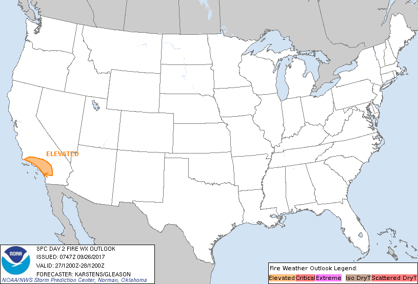 Storm Prediction Center Tomorrow's Fire Weather Outlook